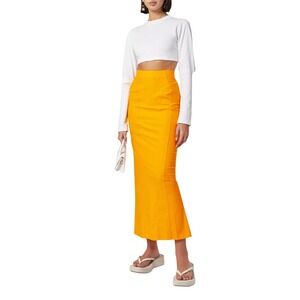 Jacquemus La Jupe Tuba Orange Nylon Maxi Skirt Size S